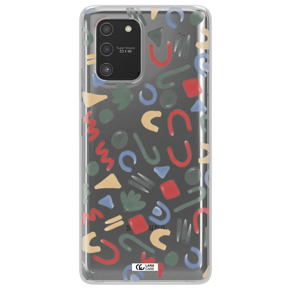 a pattern of colorful shapes Samsung S10 Lite Clear TPU Case