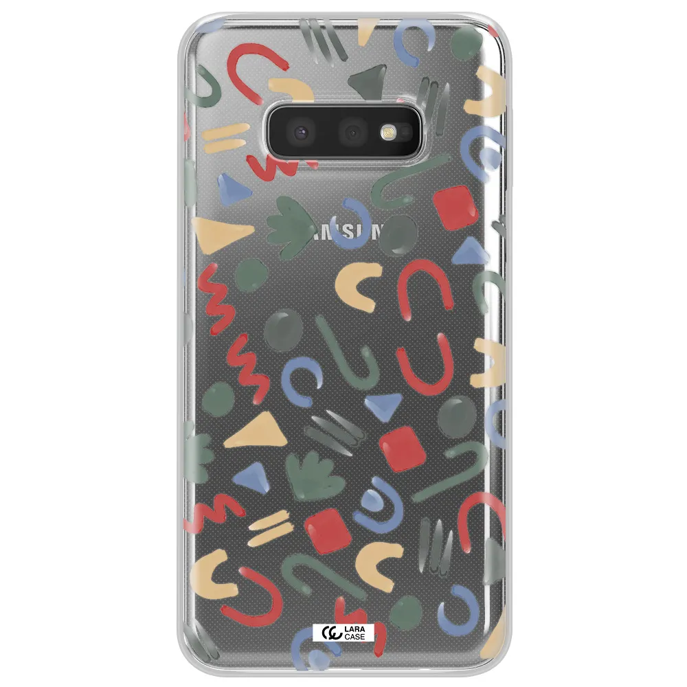 a pattern of colorful shapes Samsung S10e Clear TPU Case
