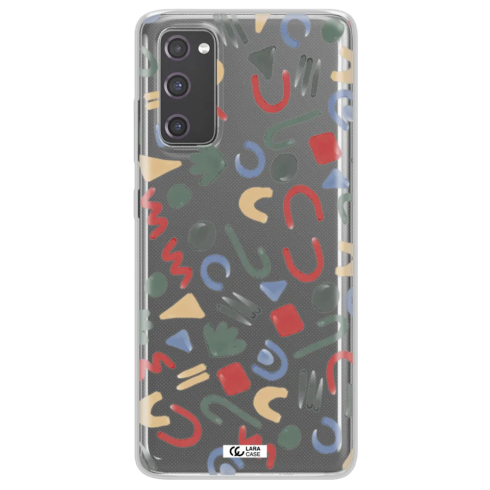 a pattern of colorful shapes Samsung S20 Fe Clear TPU Case