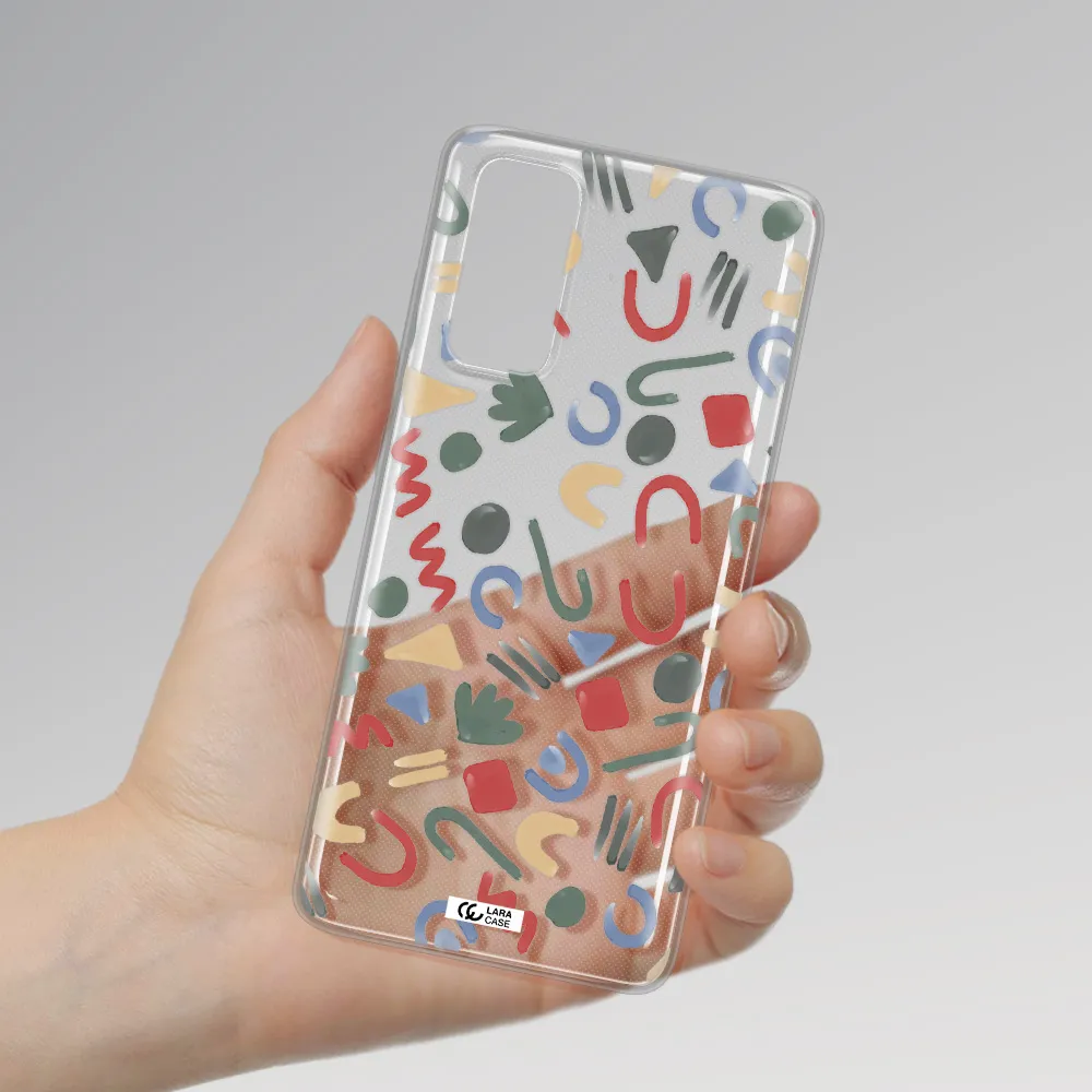 a pattern of colorful shapes Samsung S20 Fe Clear TPU Case