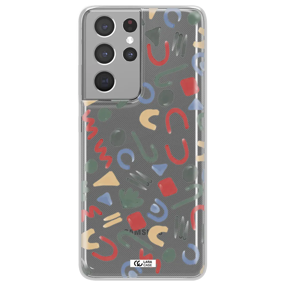 a pattern of colorful shapes Samsung S21 Ultra Clear TPU Case