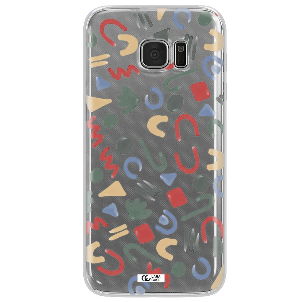 a pattern of colorful shapes Samsung S7 Edge Clear TPU Case
