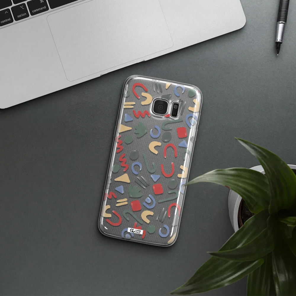 a pattern of colorful shapes Samsung S7 Edge Clear TPU Case