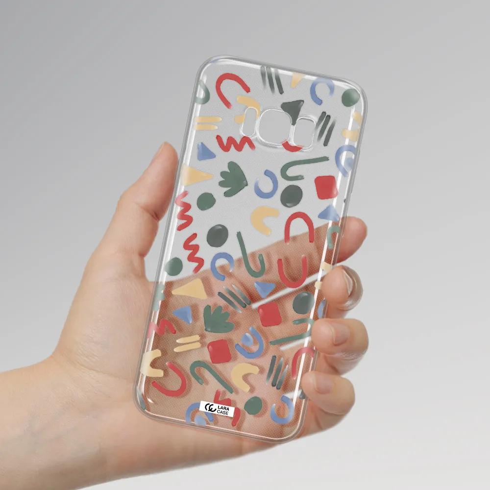a pattern of colorful shapes Samsung S8 Plus Clear TPU Case
