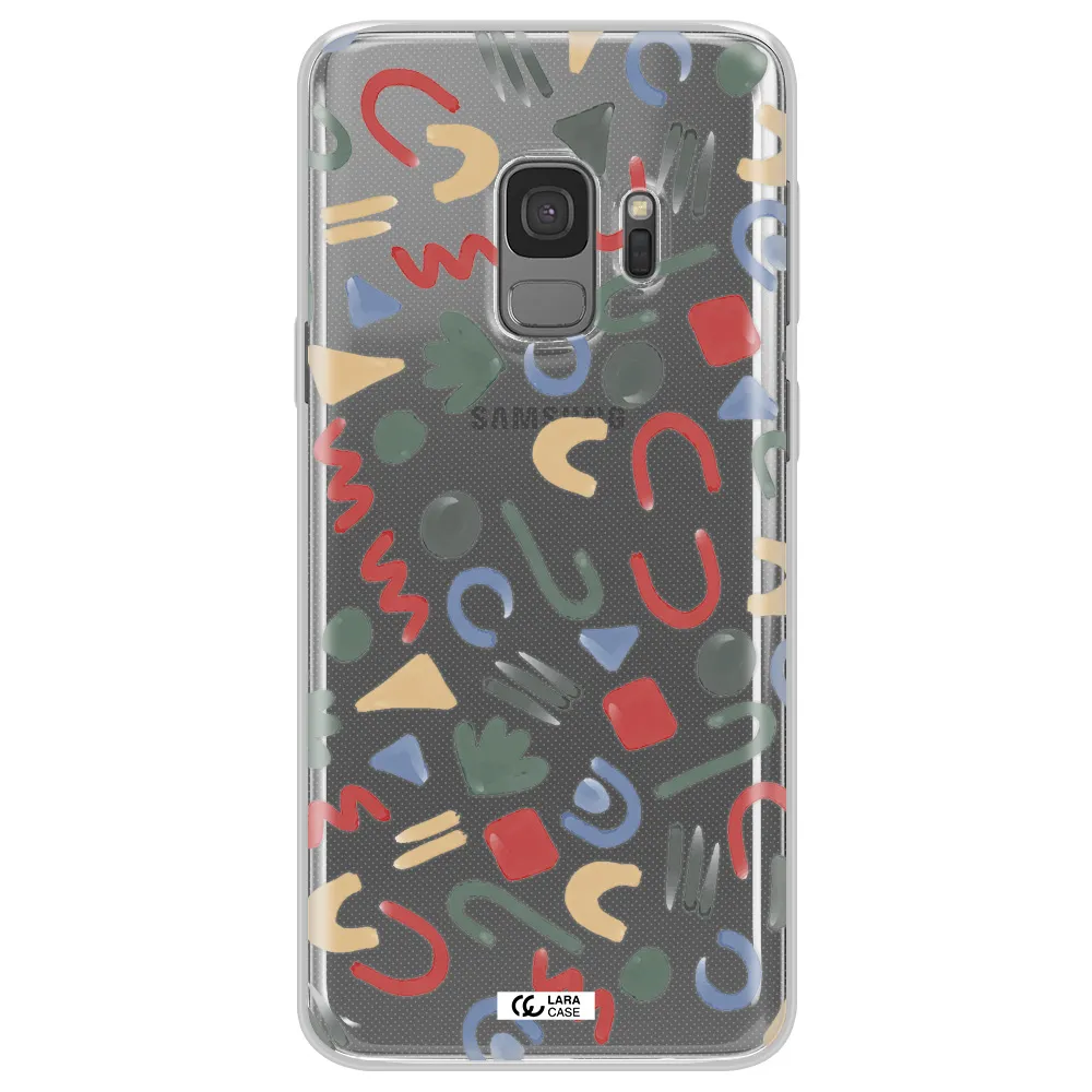 a pattern of colorful shapes Samsung S9 Clear TPU Case