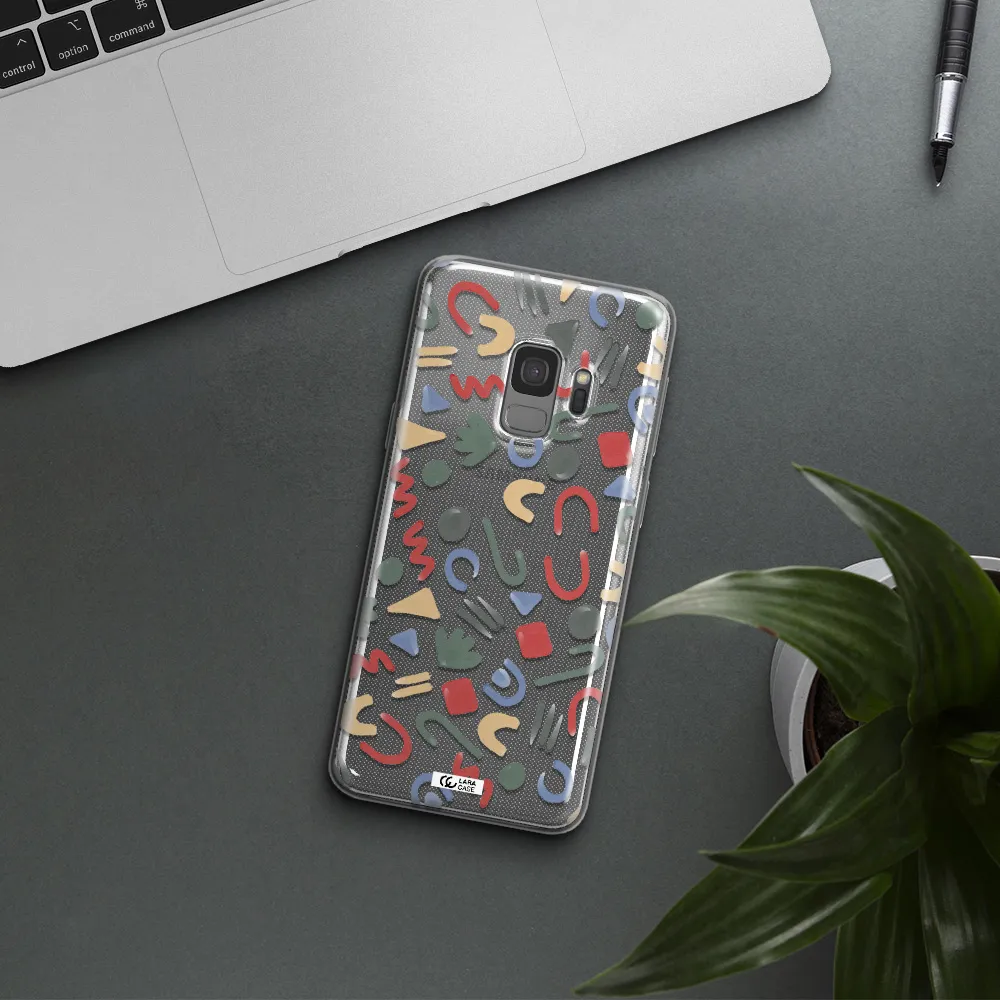 a pattern of colorful shapes Samsung S9 Clear TPU Case