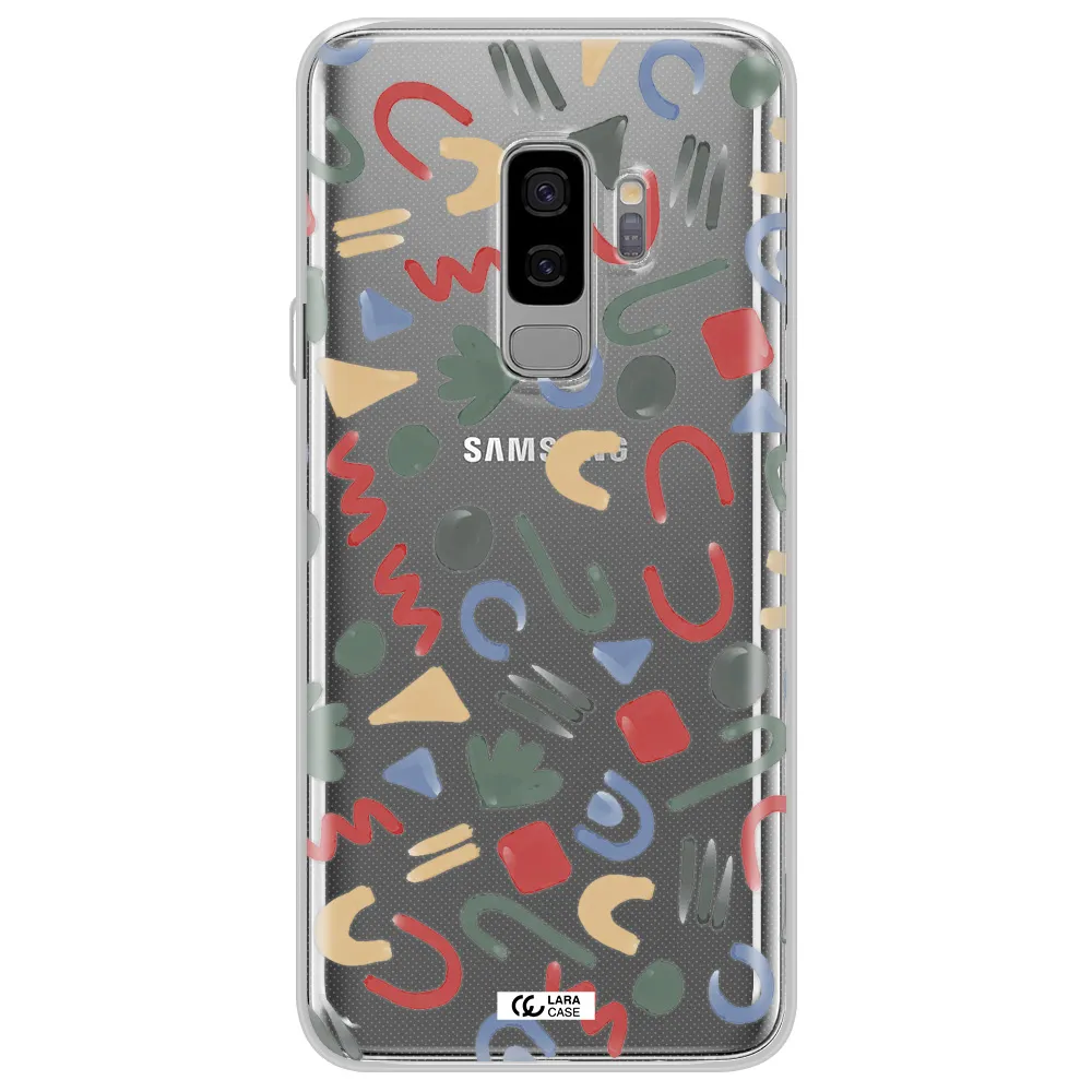 a pattern of colorful shapes Samsung S9 Plus Clear TPU Case