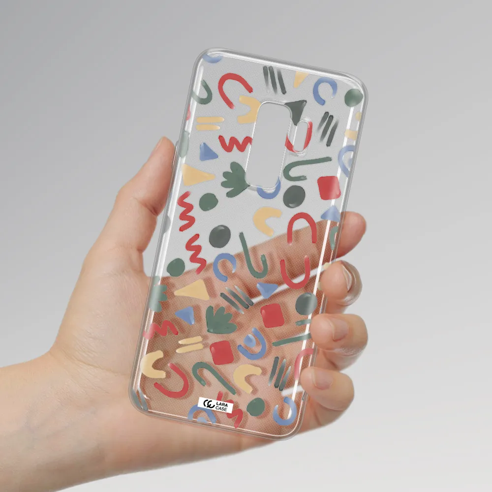 a pattern of colorful shapes Samsung S9 Plus Clear TPU Case