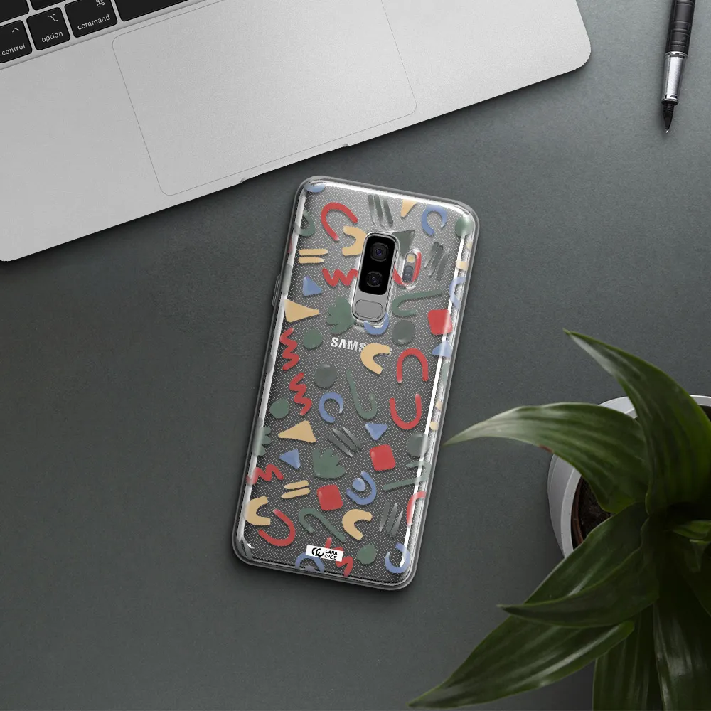 a pattern of colorful shapes Samsung S9 Plus Clear TPU Case