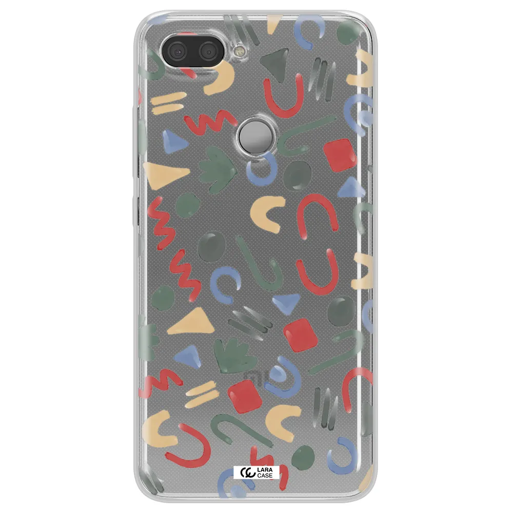 a pattern of colorful shapes Xiaomi Mi 8 Lite Clear TPU Case