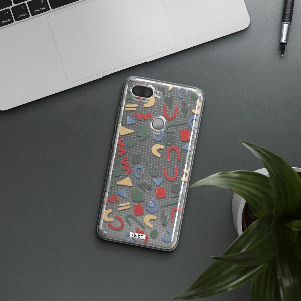 a pattern of colorful shapes Xiaomi Mi 8 Lite Clear TPU Case