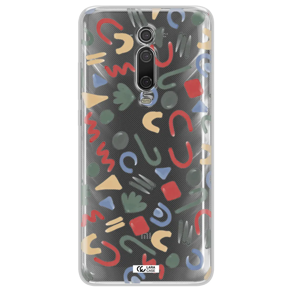 a pattern of colorful shapes Xiaomi Mi 9T Clear TPU Case