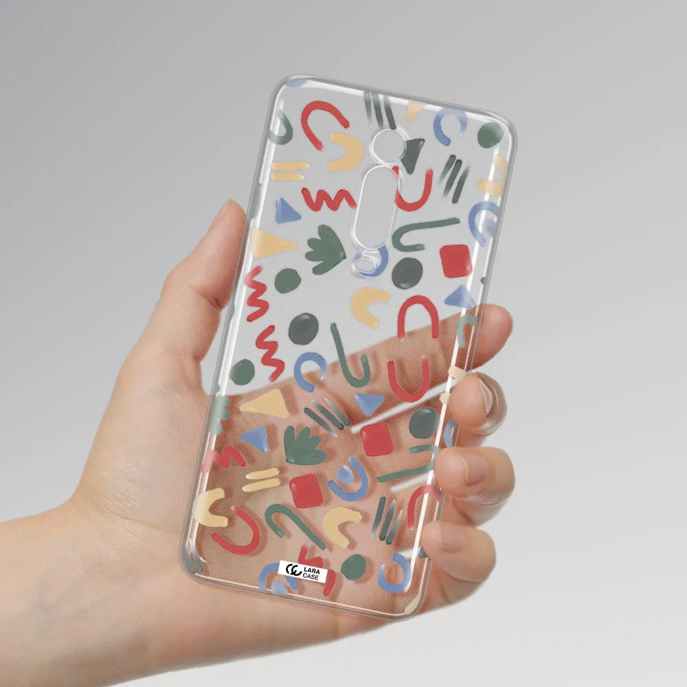 a pattern of colorful shapes Xiaomi Mi 9T Clear TPU Case
