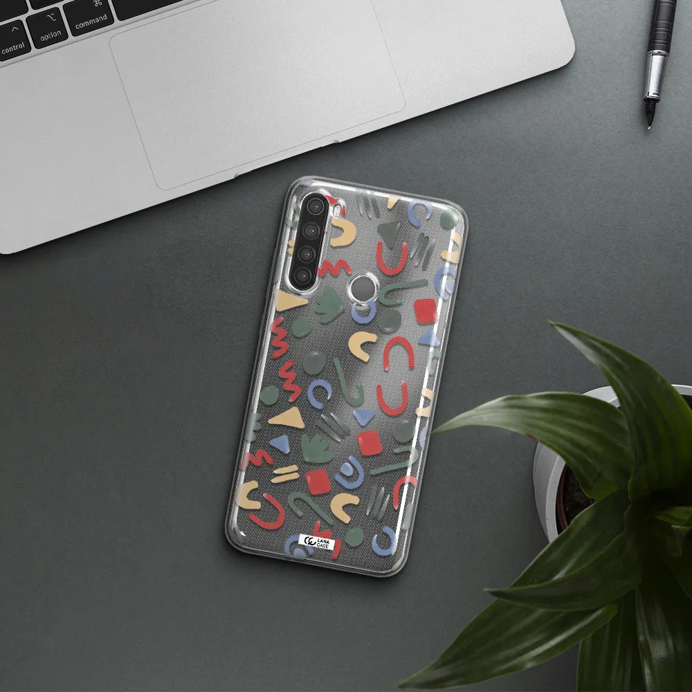 a pattern of colorful shapes Xiaomi Note 8 Clear TPU Case