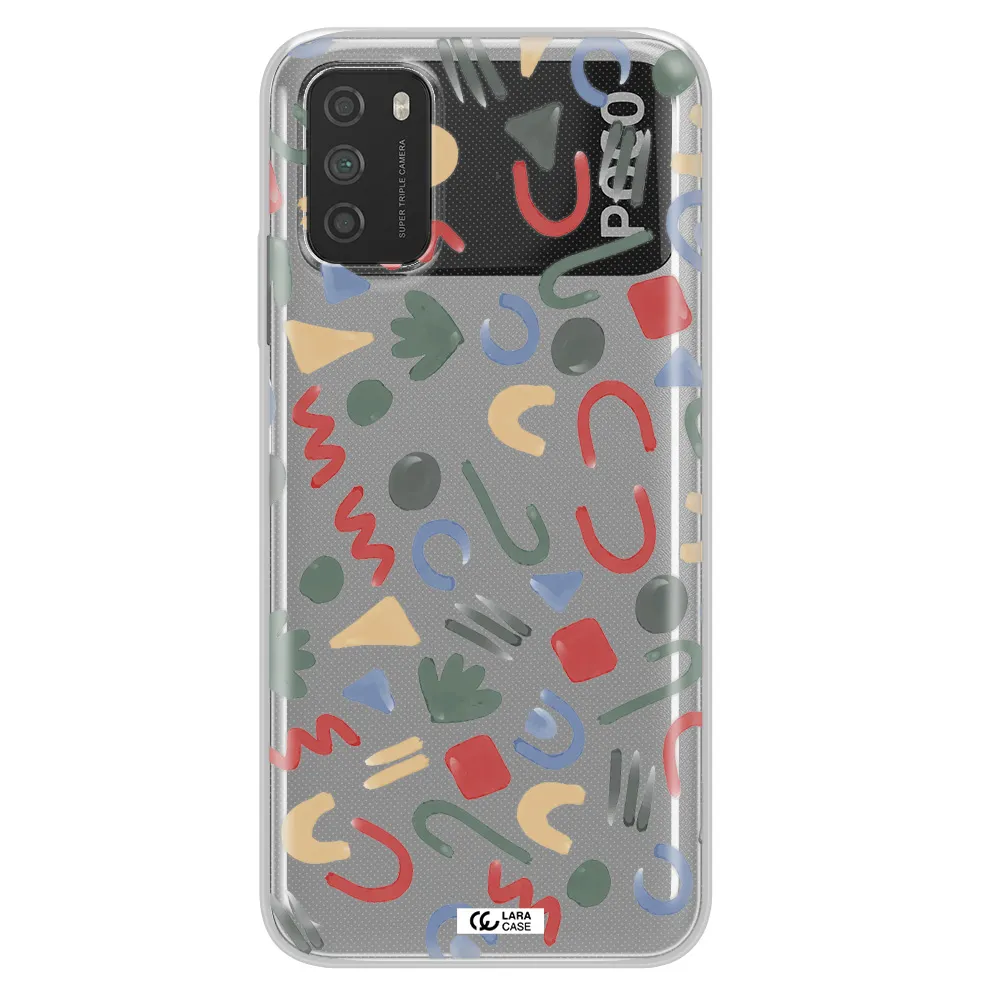 a pattern of colorful shapes Xiaomi Poco M3 Clear TPU Case