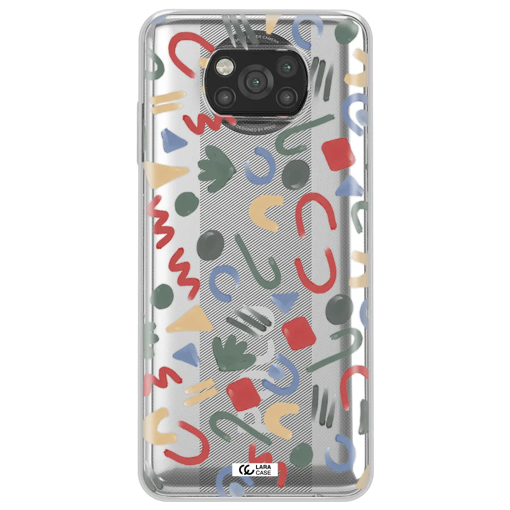 a pattern of colorful shapes Xiaomi Poco X3 Clear TPU Case
