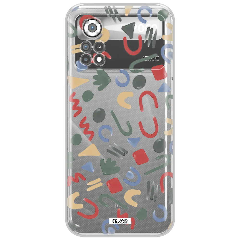 a pattern of colorful shapes Xiaomi Poco X4 Pro Clear TPU Case