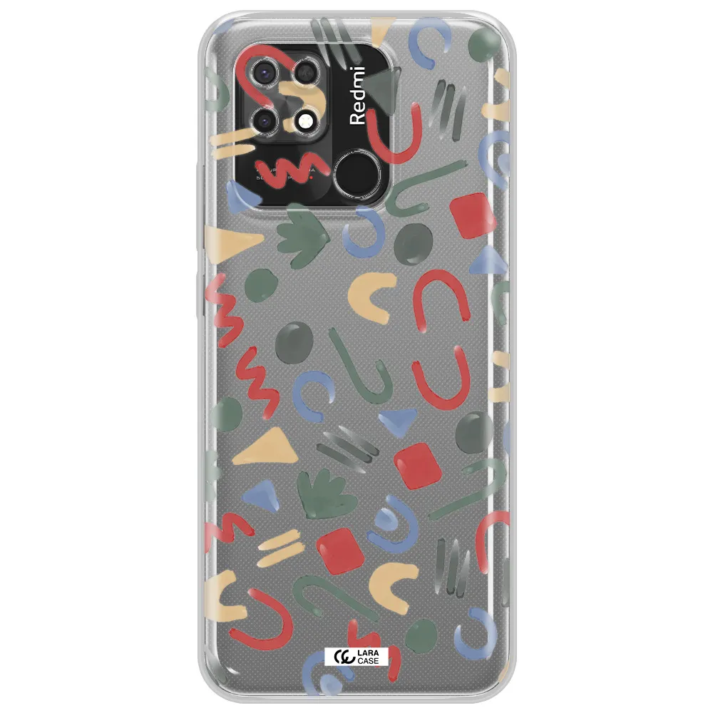 a pattern of colorful shapes Xiaomi Redmi 10C Clear TPU Case