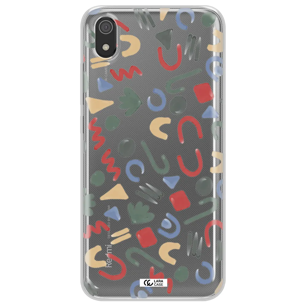 a pattern of colorful shapes Xiaomi Redmi 7A Clear TPU Case