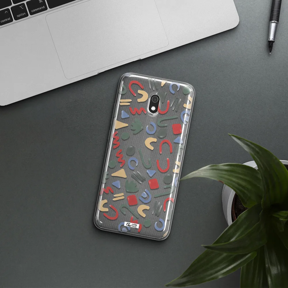 a pattern of colorful shapes Xiaomi Redmi 8A Clear TPU Case