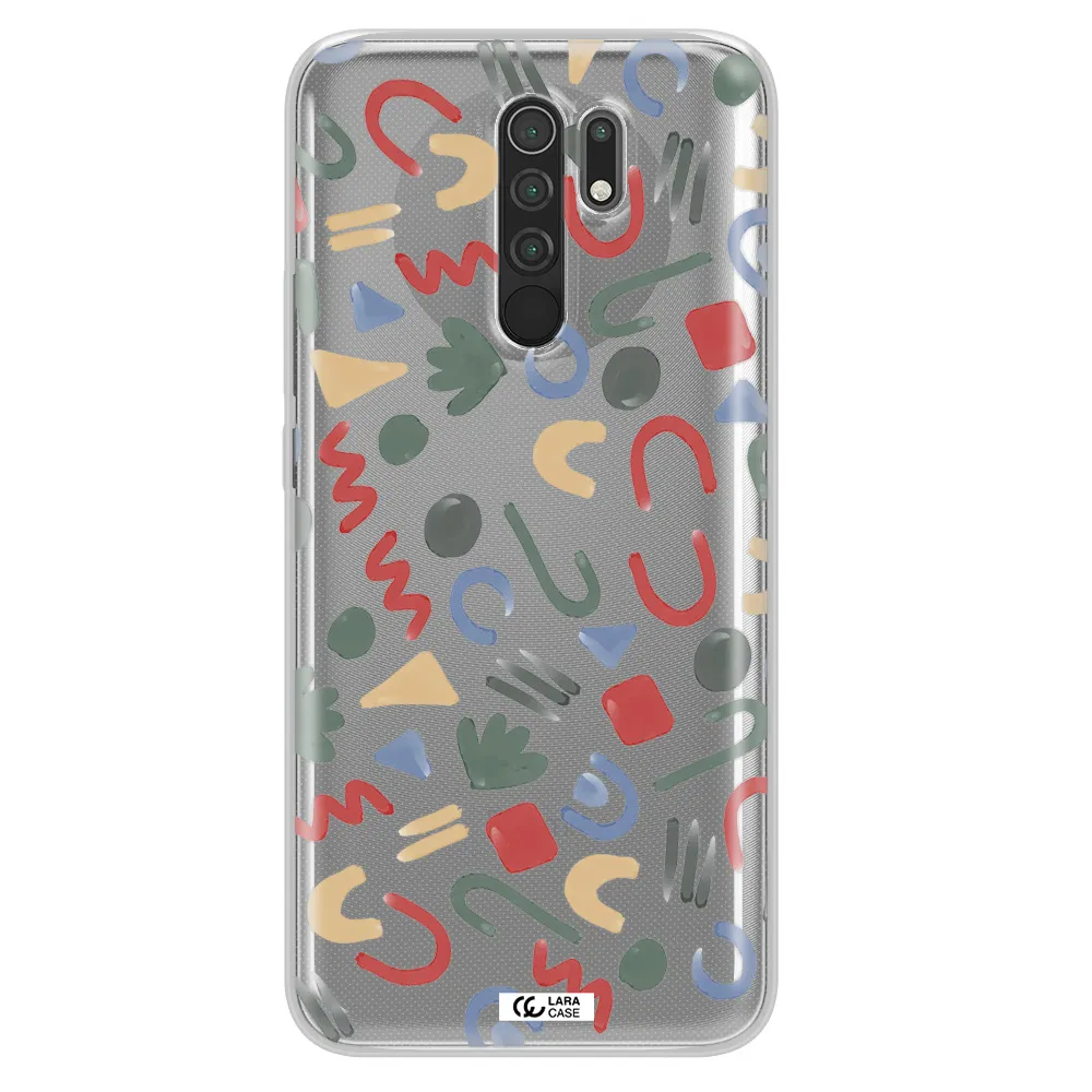 a pattern of colorful shapes Xiaomi Redmi 9 Clear TPU Case