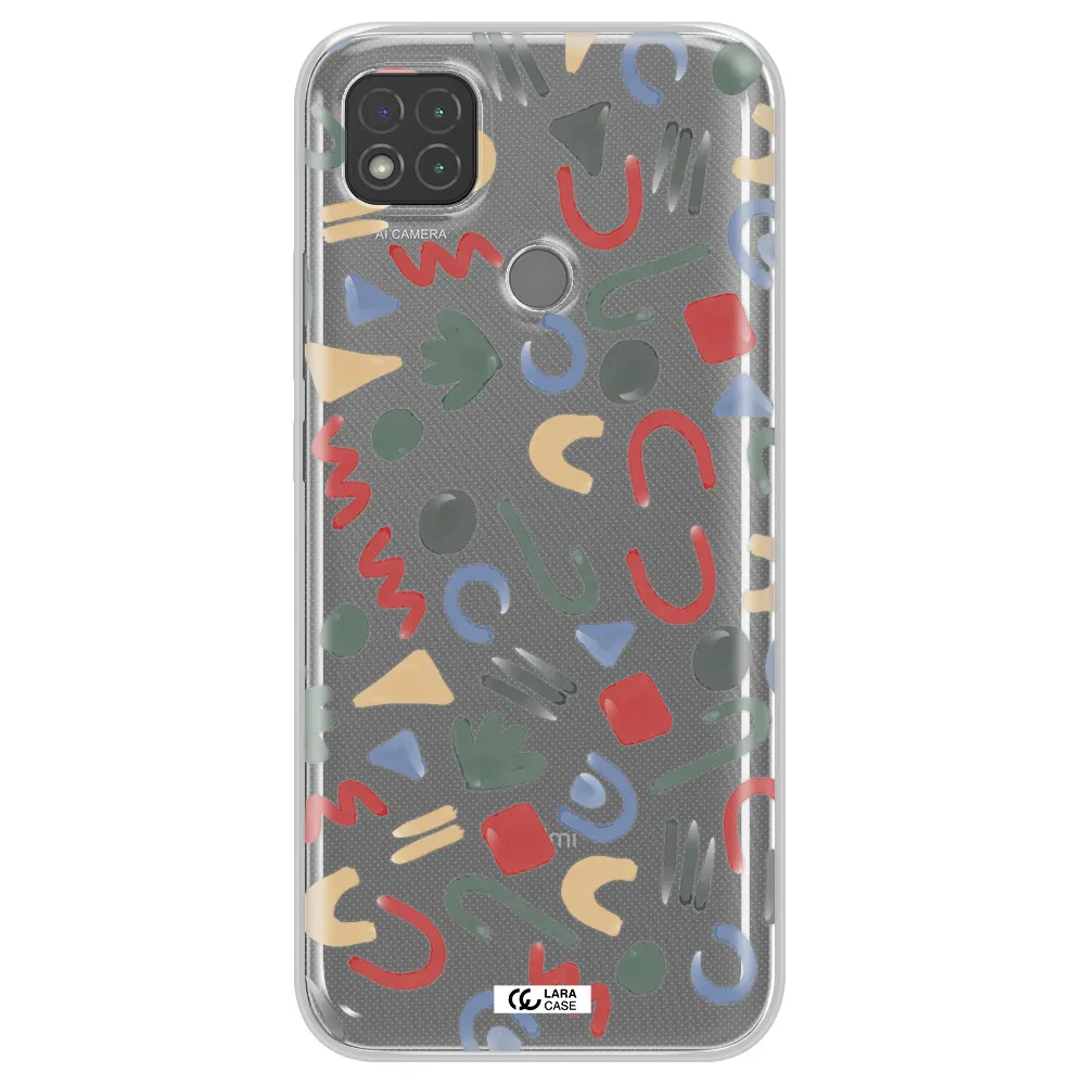 a pattern of colorful shapes Xiaomi Redmi 9C Clear TPU Case