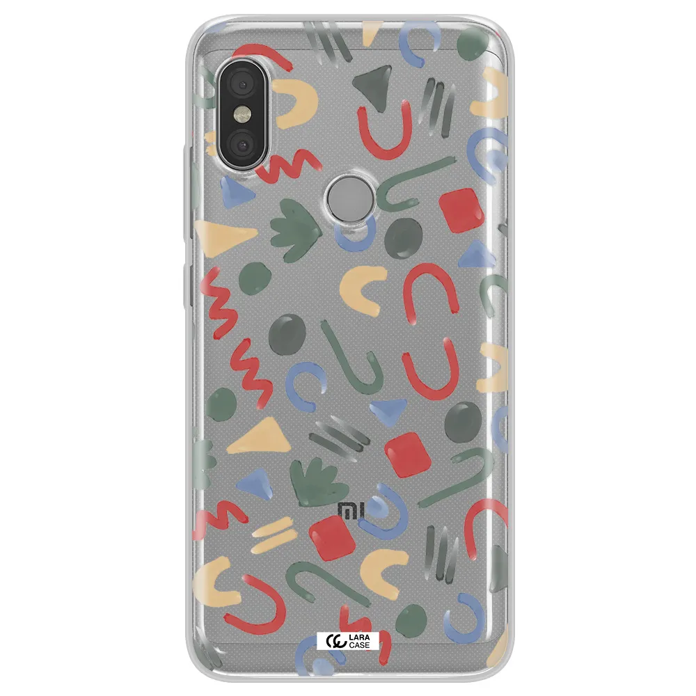 a pattern of colorful shapes Xiaomi Redmi Note 6 Pro Clear TPU Case