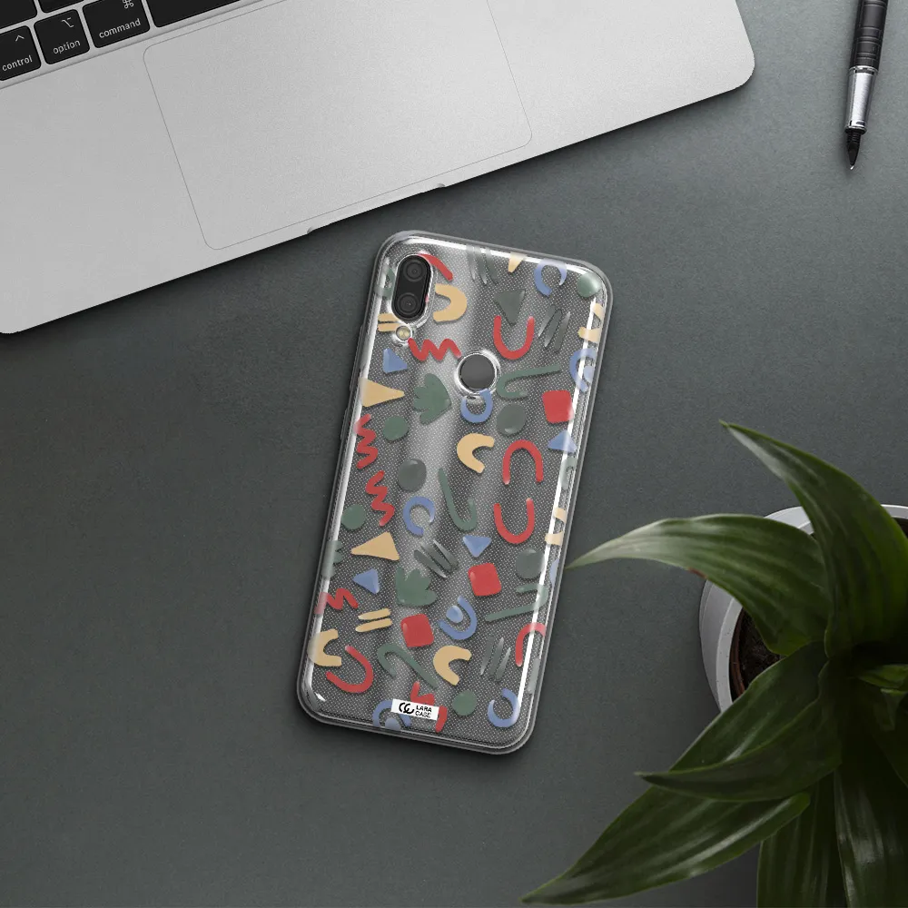 a pattern of colorful shapes Xiaomi Redmi Note 7 Clear TPU Case