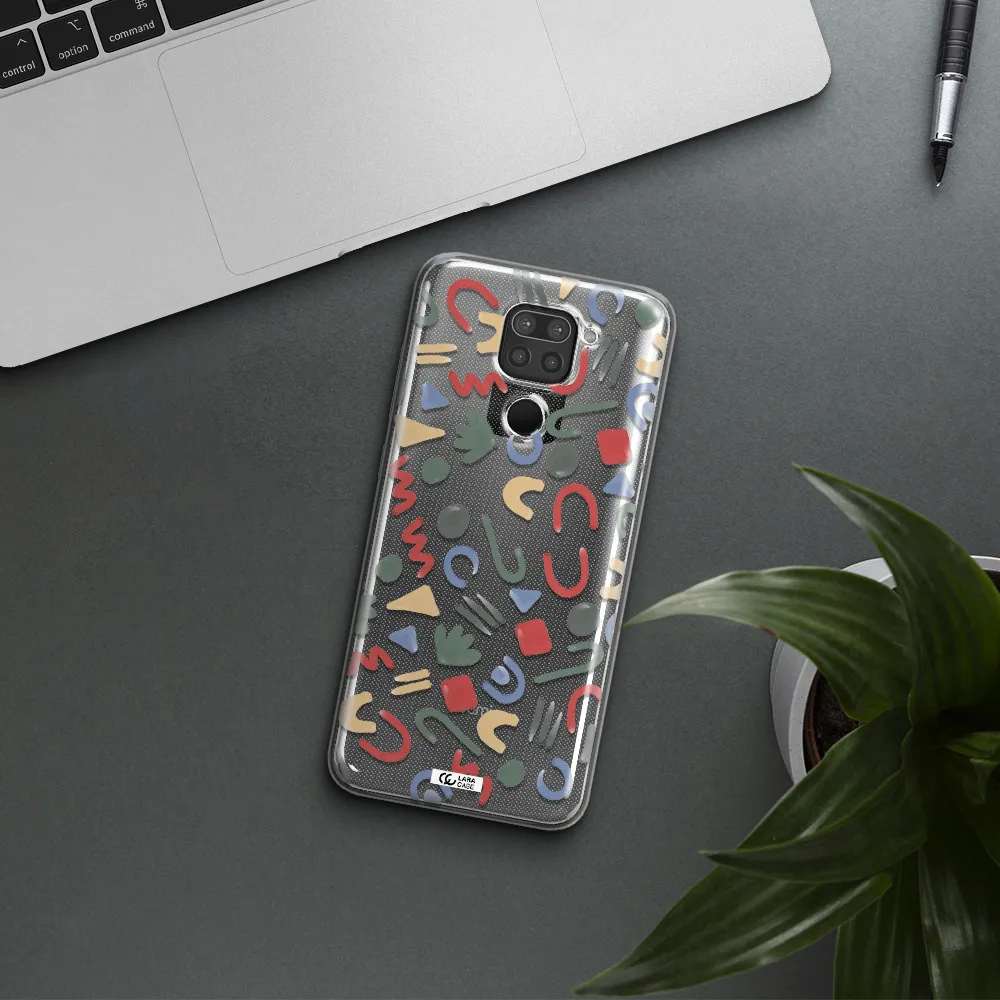a pattern of colorful shapes Xiaomi Redmi Note 9 Clear TPU Case