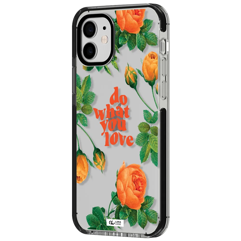 a close up of flowers Apple iPhone 11 impact black border Case