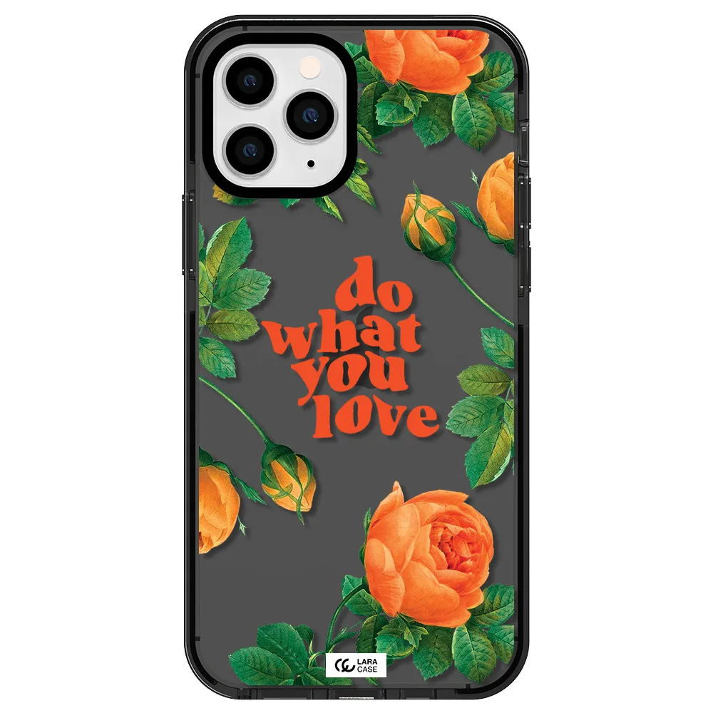a close up of flowers Apple iPhone 11 pro impact Smoke Black Case