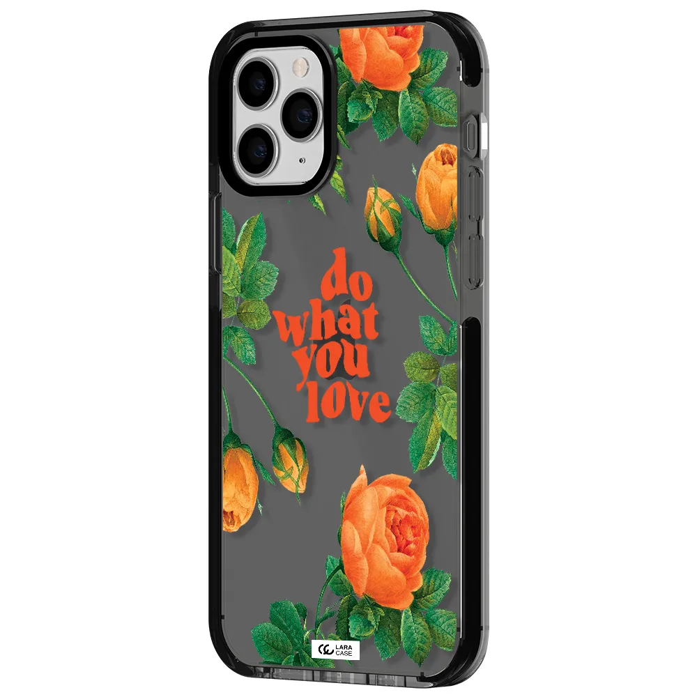a close up of flowers Apple iPhone 11 pro impact Smoke Black Case