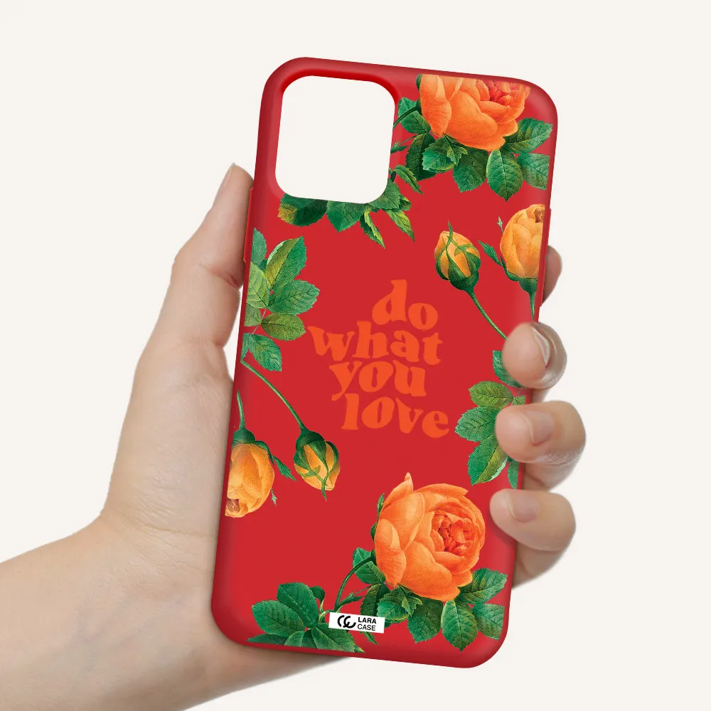 a close up of flowers Apple iPhone 11 pro Silicone Imperial Red Case
