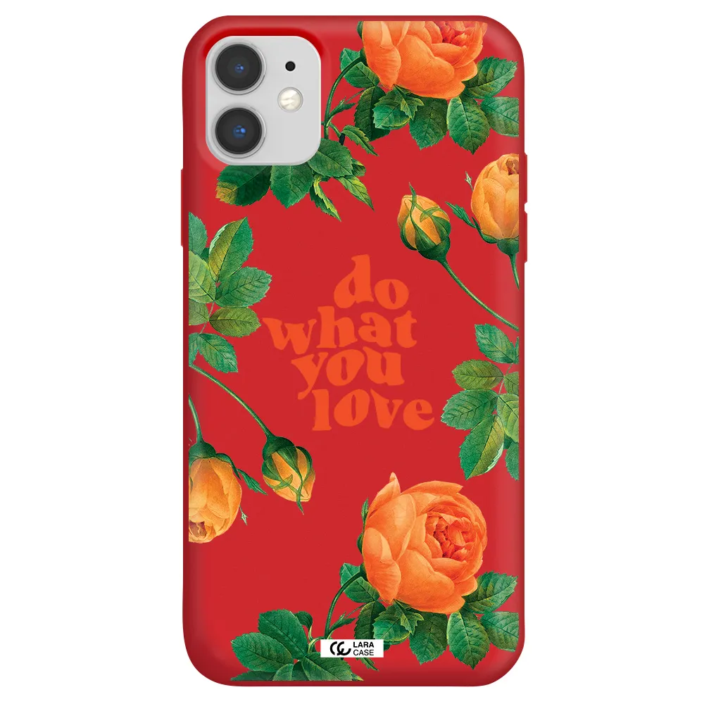 a close up of flowers Apple iPhone 11 Silicone Imperial Red Case