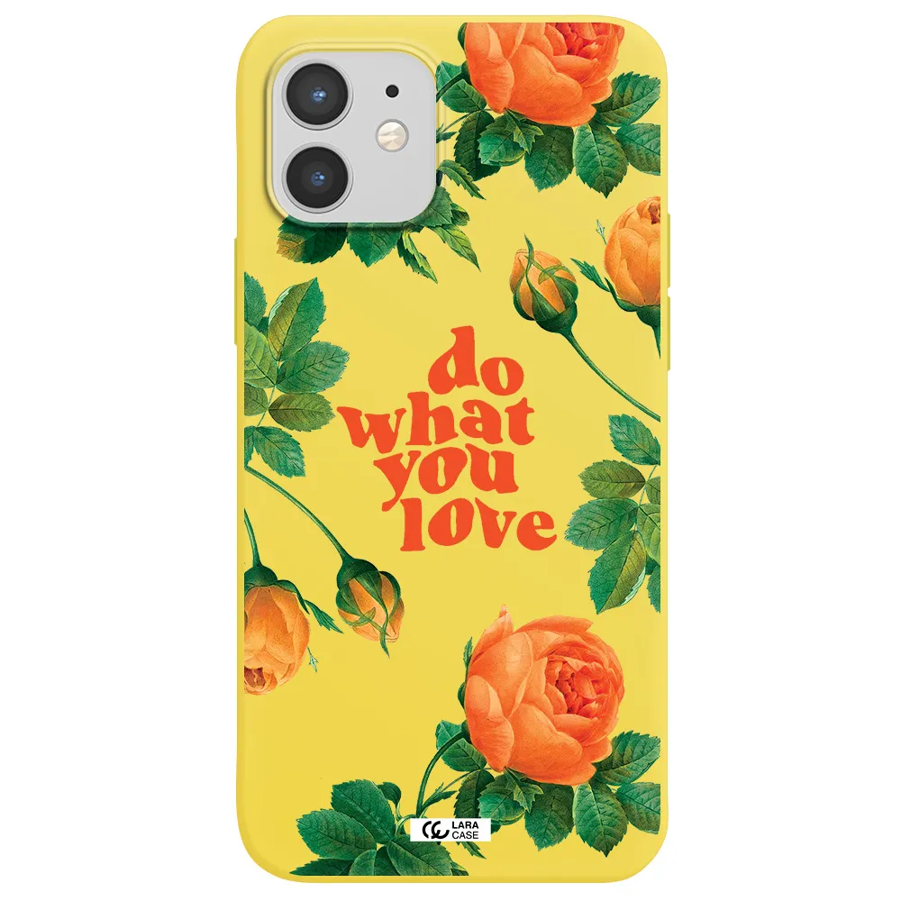 a close up of flowers Apple iPhone 12 mini Silicone canary yellow Case