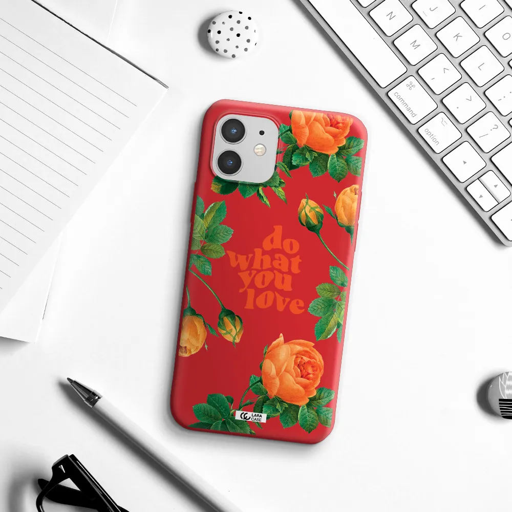 a close up of flowers Apple iPhone 12 mini Silicone Imperial Red Case