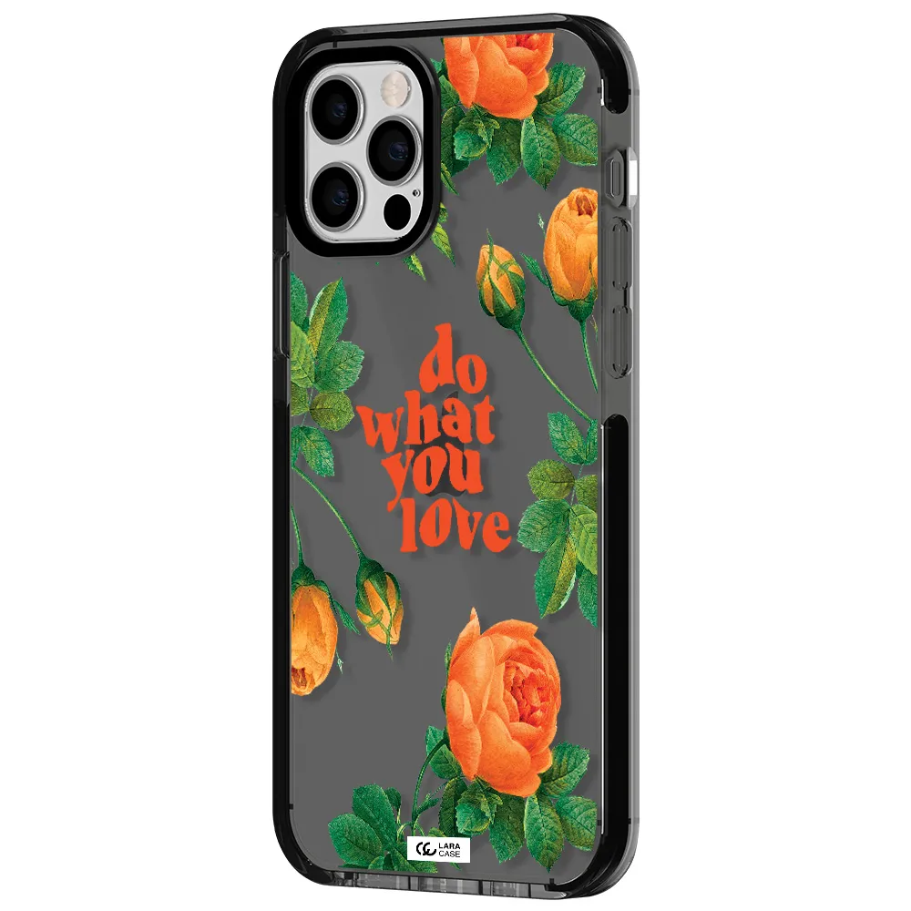 a close up of flowers Apple iPhone 12 pro impact Smoke Black Case