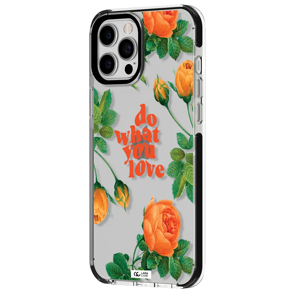 a close up of flowers Apple iPhone 12 pro max impact black border Case