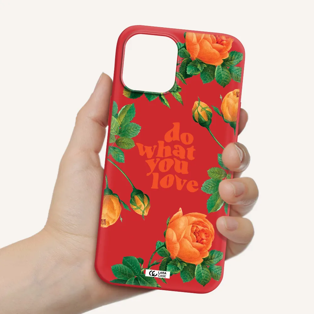 a close up of flowers Apple iPhone 12 pro Silicone Imperial Red Case