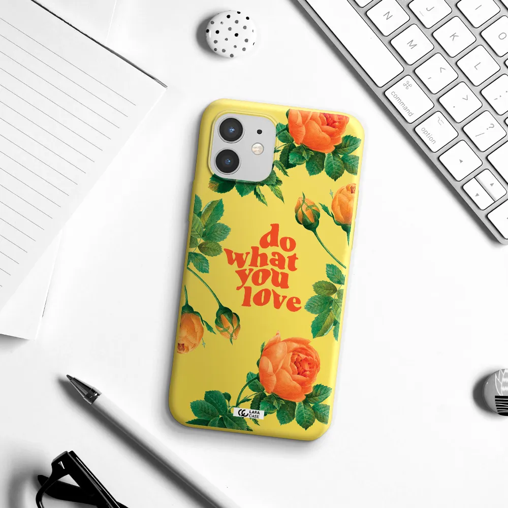 a close up of flowers Apple iPhone 12 Silicone canary yellow Case