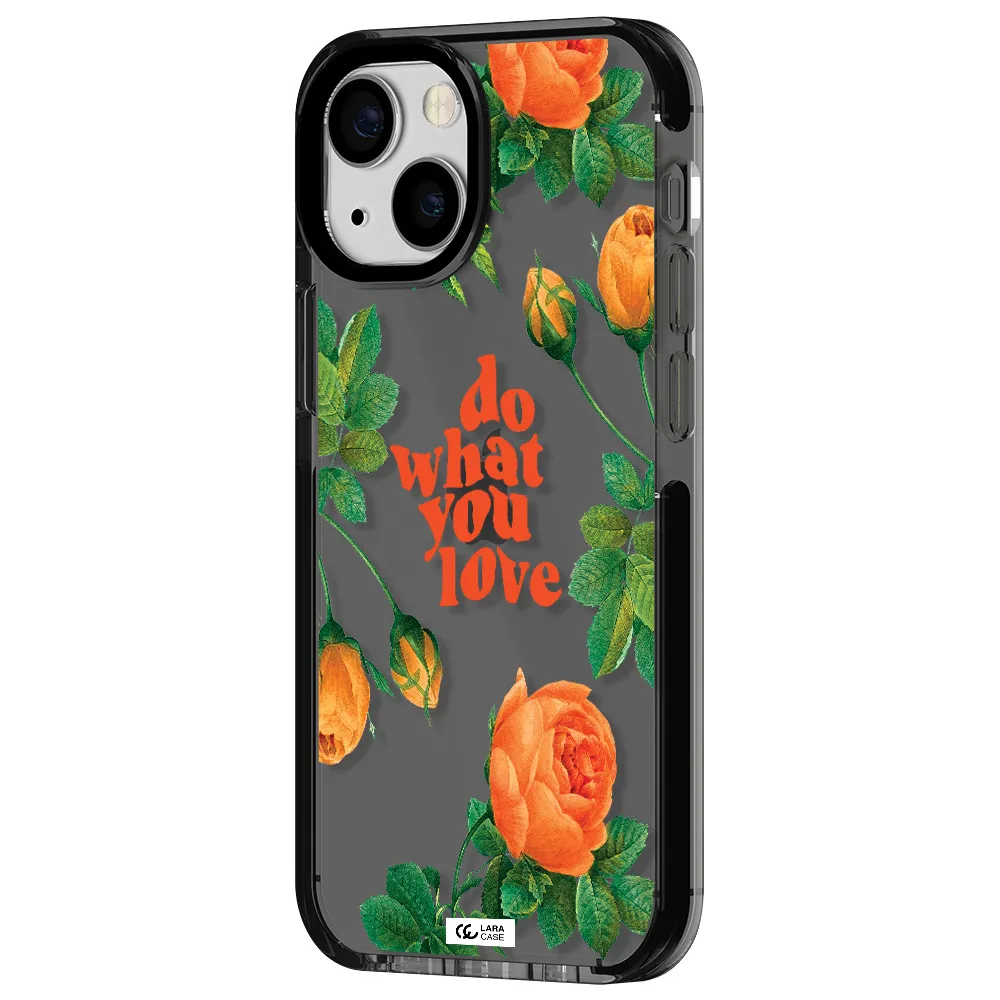 a close up of flowers Apple iPhone 13 mini impact Smoke Black Case