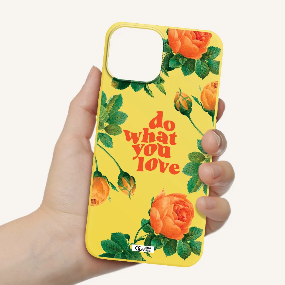 a close up of flowers Apple iPhone 13 mini Silicone canary yellow Case