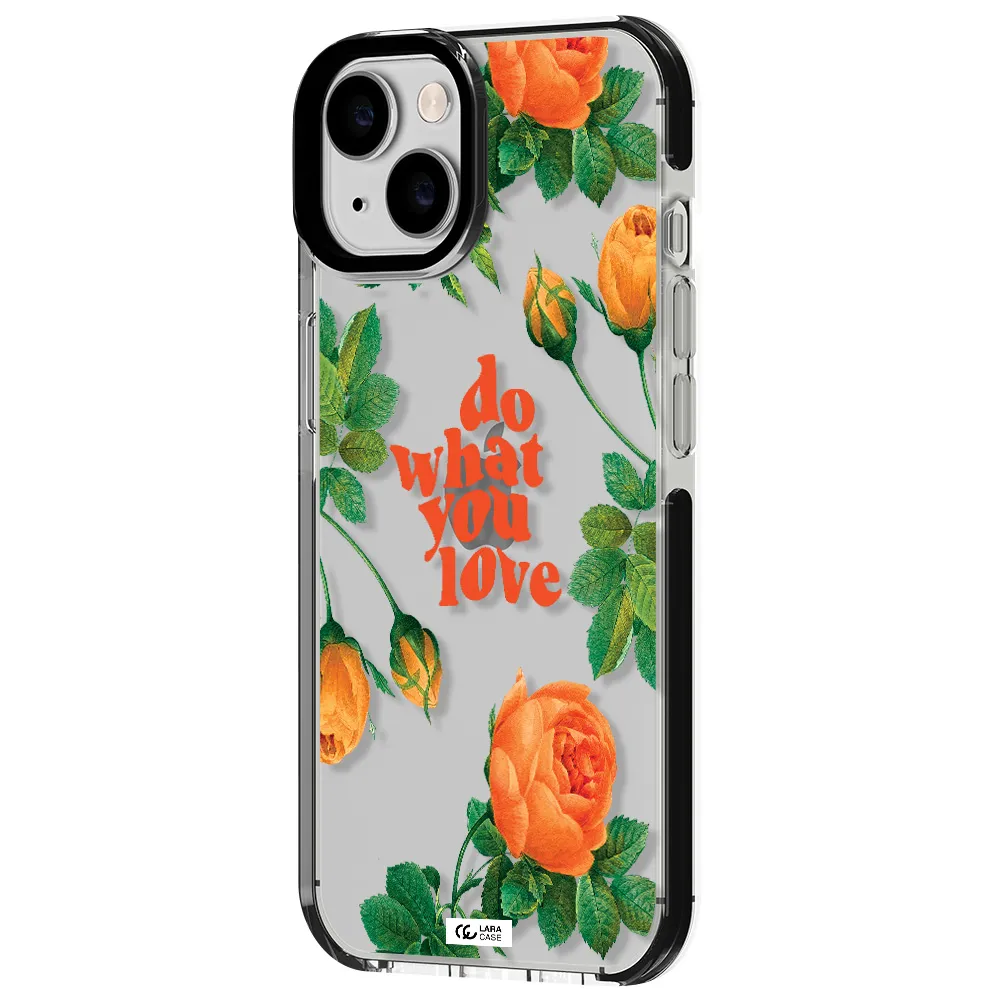 a close up of flowers Apple iPhone 14 impact black border Case