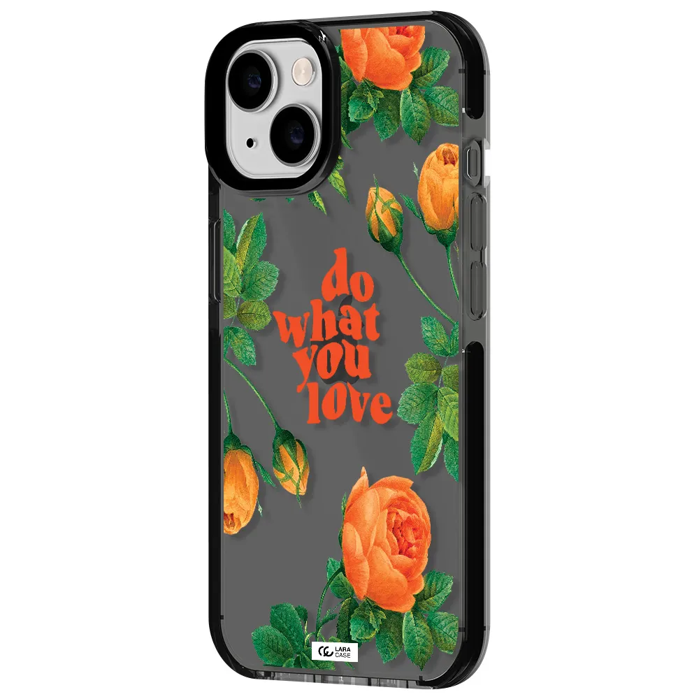 a close up of flowers Apple iPhone 14 impact Smoke Black Case