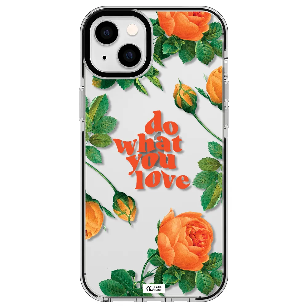 a close up of flowers Apple iPhone 14 plus impact black border Case