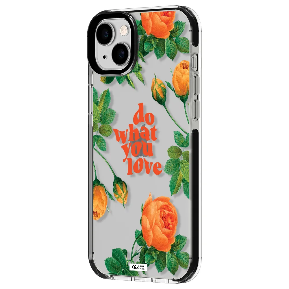 a close up of flowers Apple iPhone 14 plus impact black border Case