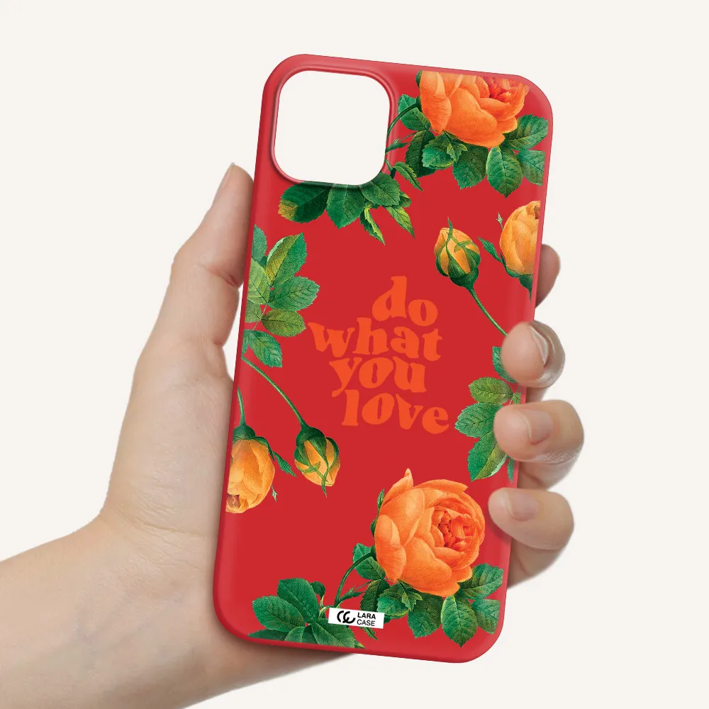 a close up of flowers Apple iPhone 14 plus Silicone Imperial Red Case