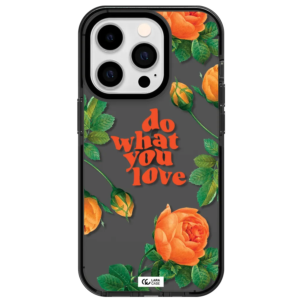 a close up of flowers Apple iPhone 14 pro impact Smoke Black Case