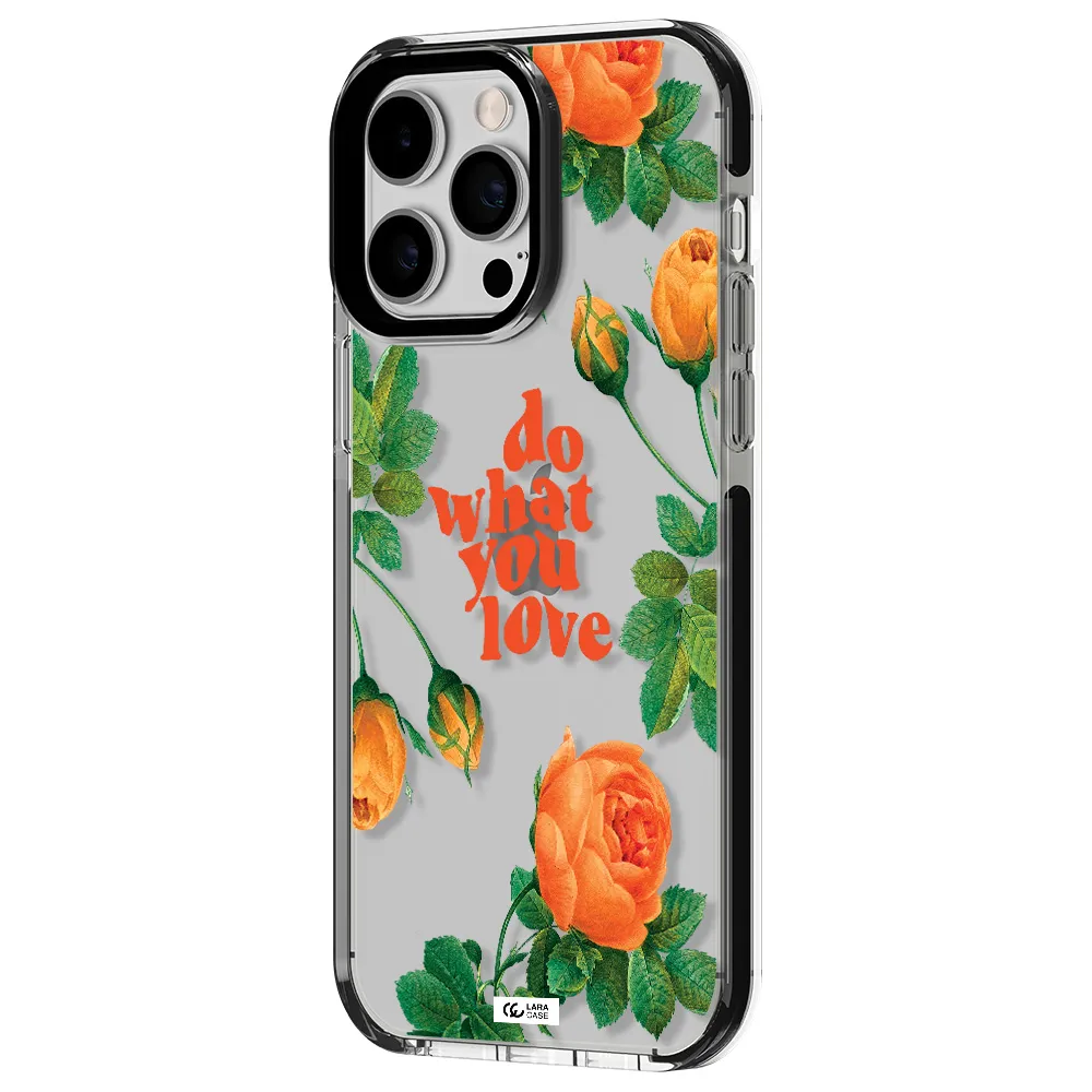 a close up of flowers Apple iPhone 14 pro max impact black border Case