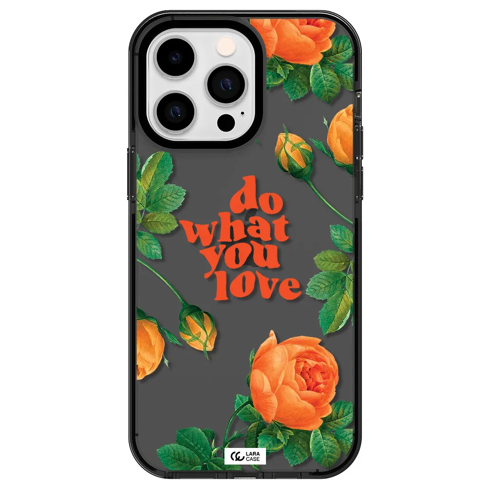 a close up of flowers Apple iPhone 14 pro max impact Smoke Black Case
